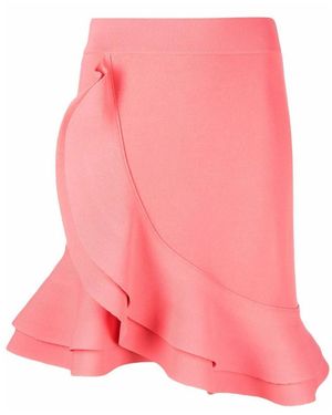 McQueen Ruffled Asymmetric Mini Skirt - Pink