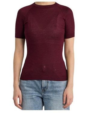 Alaïa Round Neck Short Sleeve T-Shirt - Purple