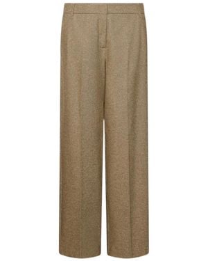 Marella Wool And Silk Tweed Trousers - Natural