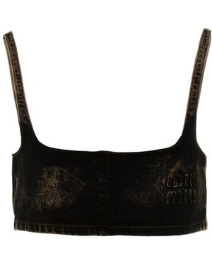 Miu Miu Short Denim Vest - Black