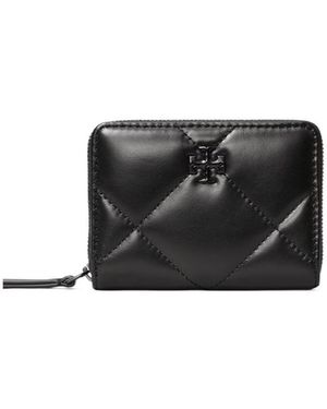Tory Burch Kira Quilted Leather Zip-Around Wallet - Black