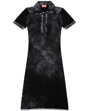 DIESEL M-Lourens Embroidered Polo Dress - Black