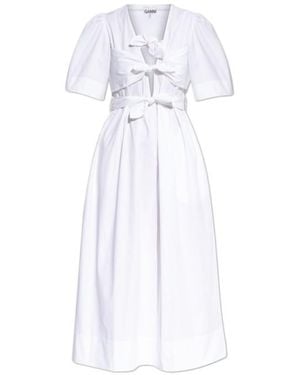 Ganni Puff Sleeve Dress - White