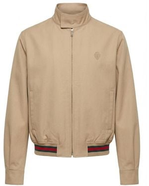 Gucci Cotton Twill Zip Jacket With Web - Natural