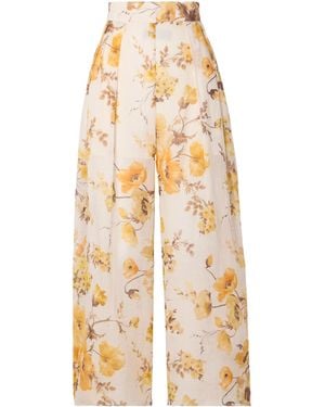 Zimmermann Floral Print Wide-Leg Trousers - Metallic