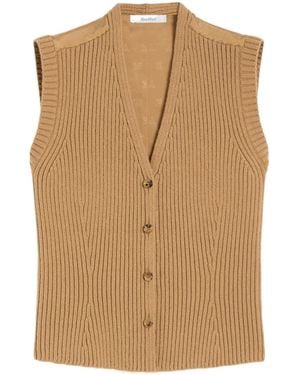Max Mara V-Neck Button-Up Gilet - Brown