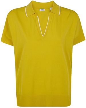 Aspesi Contrast-Trim Polo Top - Yellow