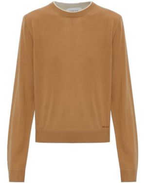 Versace Embroidered Logo Knitted Jumper - Brown