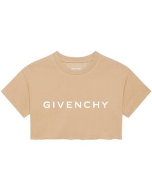 Givenchy Logo Printed Cropped T-Shirt - Natural