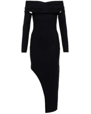 Safiyaa Belle Off-Shoulder Knit Midi Dress - Black