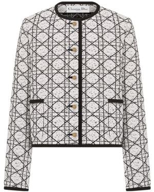 Dior Christian Macrocannage Cropped Jacket - White