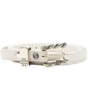 Enfants Riches Deprimes Engraved-Buckle Leather Belt - White