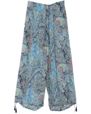 Etro Paisley Wide-Leg Trousers - Blue