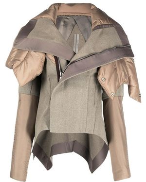 Rick Owens Paneled Large Silhouette Collar Jacket - Multicolor