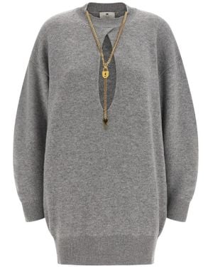 Elisabetta Franchi Necklace Dress - Grey