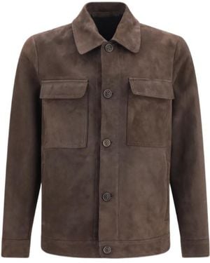 Salvatore Santoro Button-Up Leather Jacket - Brown