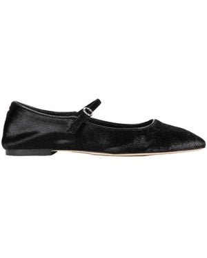 Aeyde Mary-Jane Pony Hair Strap Ballet Flats - Black