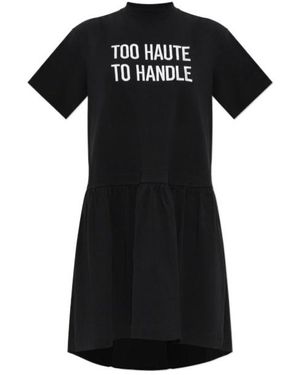 Moschino Slogan Embroidered Mini Dress - Black