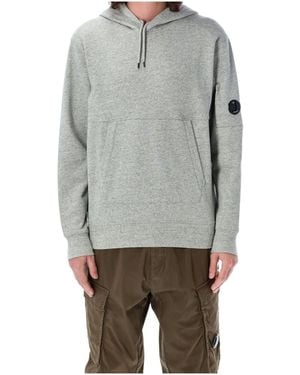 C.P. Company Diagonal Fleece Lens Hoodie - Grey