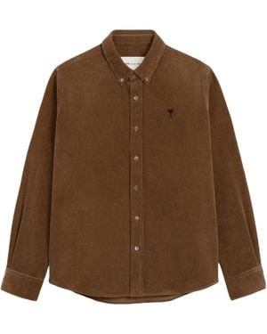 Ami Paris Long-Sleeved Shirt - Brown