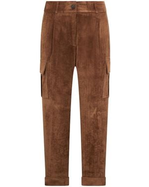 Peserico Cropped Corduroy Cargo Pants - Brown