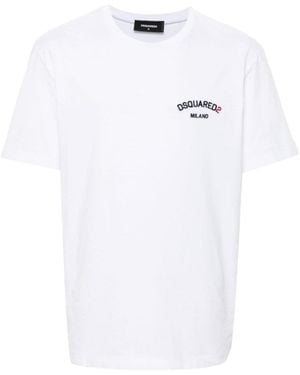 DSquared² Logo-Embroidered Crewneck T-Shirt - White