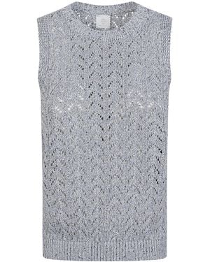 Eleventy Open-Knit Sleeveless Knitted Top - Gray