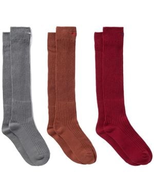 ShuShu/Tong Pack Of Three Embroidered Cotton-Blend Socks