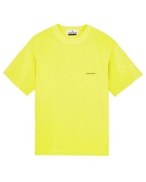 Stone Island Logo Printed Crewneck T-Shirt - Yellow