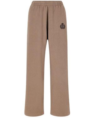Sporty & Rich Embroidered Cotton-Jersey Wide-Leg Joggers - Natural