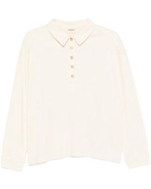KHAITE Long-Sleeved Knit Polo Shirt - White