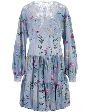 Ermanno Scervino Floral-Print Silk Mini Dress - Blue