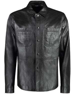 Dolce & Gabbana Button-Up Leather Shirt - Black