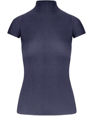 Giorgio Armani Turtleneck Knit Top - Blue