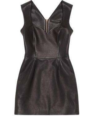 Versace Leather Fitted Mini Dress - Black