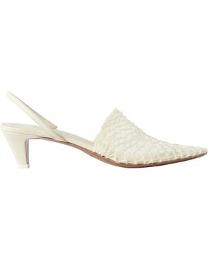 Neous Acantho Fishnet And Leather Slingback Pumps - White