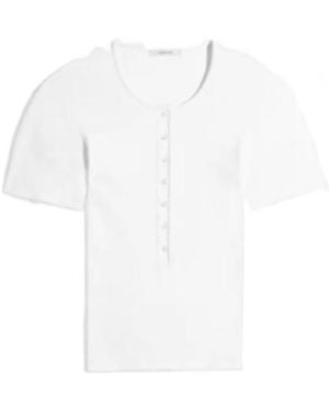 Lemaire Buttoned Ribbed Short-Sleeved Top - White