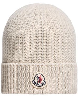 Moncler Tricot Wool Blend Beanie - White