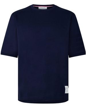 Thom Browne Crewneck Mid-Sleeve Tee - Blue