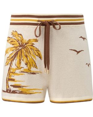 Zimmermann Daylight Palm-Tree Jacquard Shorts - Natural