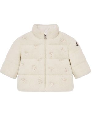 Moncler Chiara Embroidered Teddy Padded Jacket - Natural