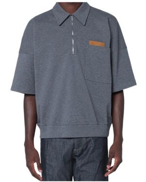 Bottega Veneta Dark Polo Shirt With Intrecciato Detail - Blue