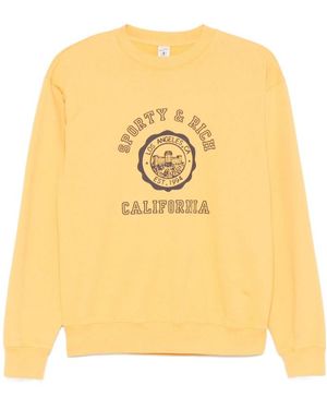 Sporty & Rich Round-Neck Logo Sweatshirt - Yellow