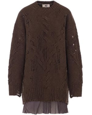Aniye By Tina Distressed Knitted Dress - Brown
