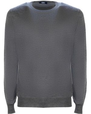 Fedeli Ribbed Crew Neck Knitwear - Gray
