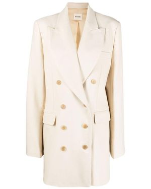 KHAITE Double Breasted Tailored Blazer - Natural