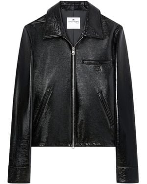 Courreges Courrèges Logo Embossed Zip-Up Vinyl Jacket - Black