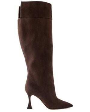 Manolo Blahnik Suede Knee Boots - Brown