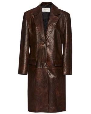 Magda Butrym Button-Up Leather Coat - Brown