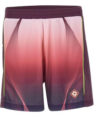 CASABLANCA Aubergine Gradient Elasticated Waistband Shorts - Red